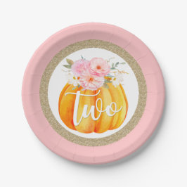 Fall Floral Pumpkin Baby Girl's 2. Geburtstag ZWEI Pappteller