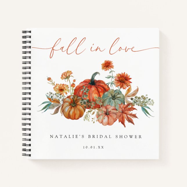 Fall Floral Pumpkin Brautparty Gästebuch Notizbuch (Vorderseite)