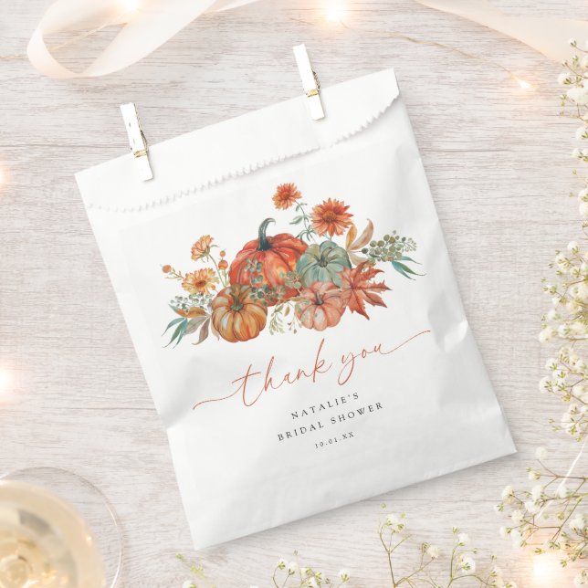 Fall Floral Pumpkin Brautparty Geschenktütchen (Ausgeschnitten)