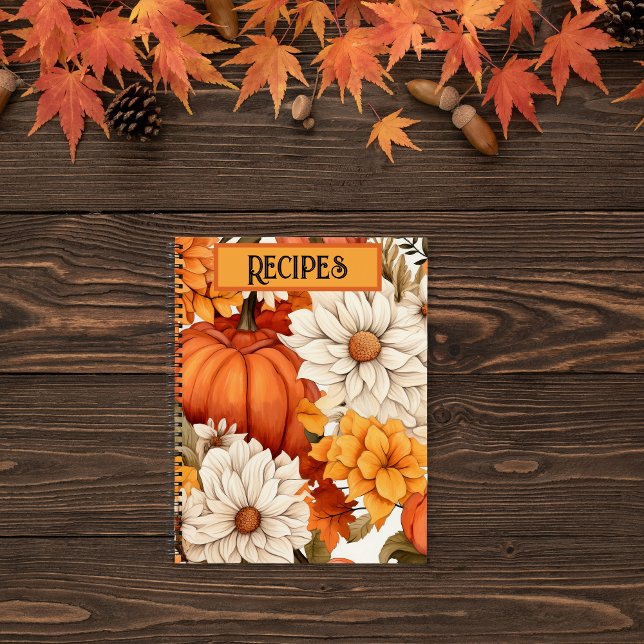 Fall Floral Pumpkin Rezept Notizbuch (Von Creator hochgeladen)