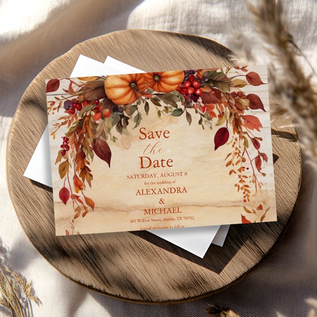 Fall Floral Pumpkin Rustikale Hochzeit Save The Date (Von Creator hochgeladen)