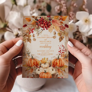 Fall Floral Pumpkin Scrip Hochzeit Einladung