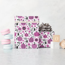 Fall Floral Pumpkin Wrapping Paper