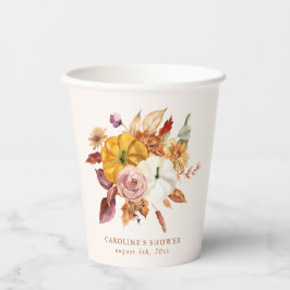 Fall Floral & Pumpkins Kinderdusche Pappbecher