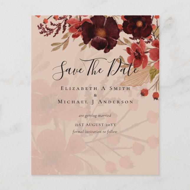 Fall Floral RETT DATES Terracotta Burgundy Red Flyer (Vorne)