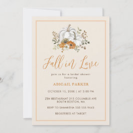 Fall Floral Rustikales weißes Pumpkin-Brautparty Einladung