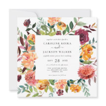 Fall Floral Square Hochzeit Einladung