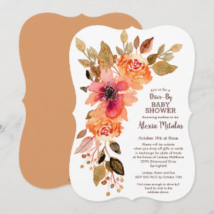 Fall Floral Swag Drive by Baby Shower Einladungen