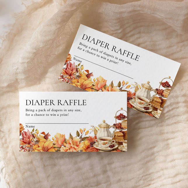 Fall Floral Tee Party Babydusche Windelwanne Raffl Begleitkarte (Von Creator hochgeladen)