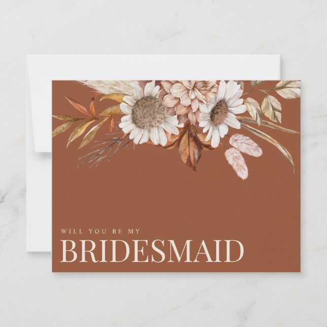 Fall Floral Terracotta Bridesmaid Vorschlag Karte (Vorderseite)