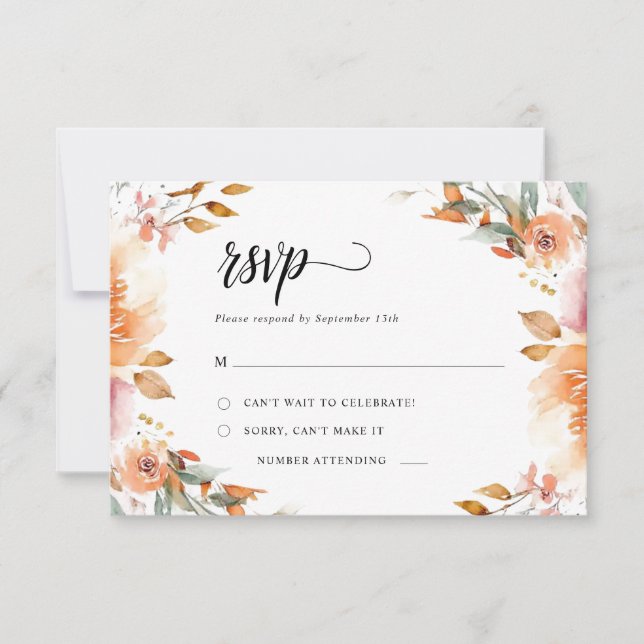 Fall Floral UAWG Wedding Card Dankeskarte (Vorderseite)