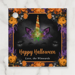 Fall Floral Unicorn Gesicht Happy Halloween Geschenkanhänger