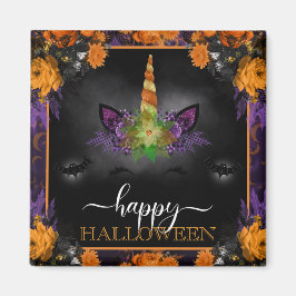 Fall Floral Unicorn Gesicht Happy Halloween Magnet
