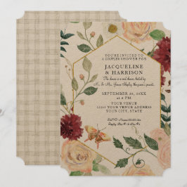 Fall Floral Wasserfarbe Marsala Kraft Doppeldusche Einladung
