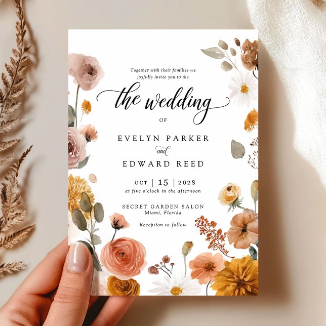 Fall Floral Wedding Einladung (Von Creator hochgeladen)