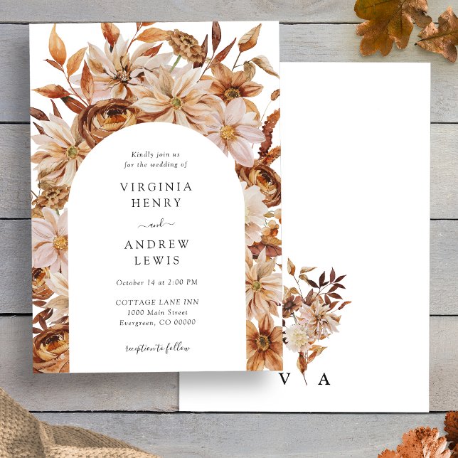 Fall Floral Wedding Einladung (Rustic Terracotta Fall Floral Wedding Invitation by Painted Paperie
)