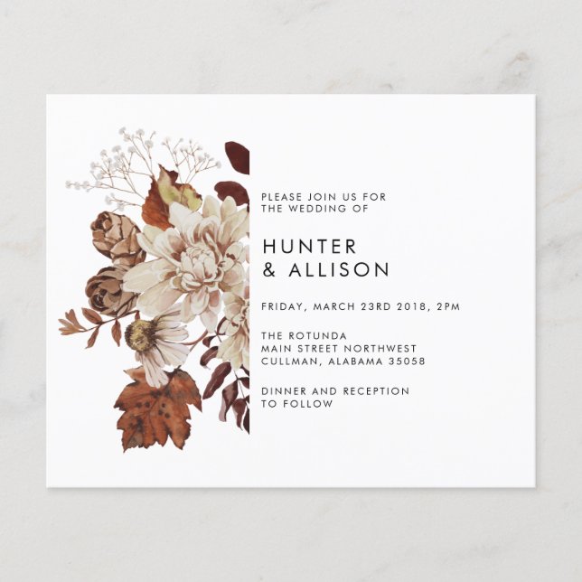 Fall Floral Wedding Einladung Flyer (Vorderseite)
