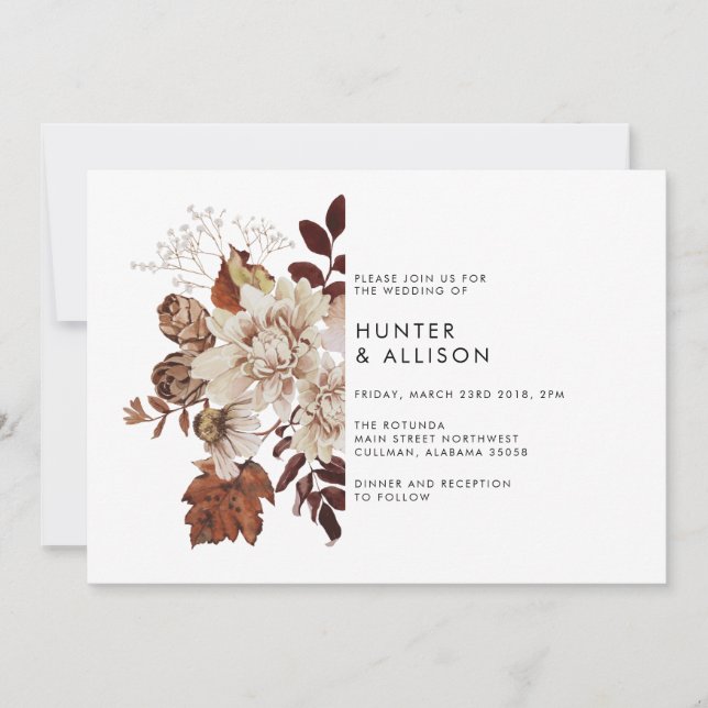 Fall Floral Wedding Einladung Flyer (Vorderseite)