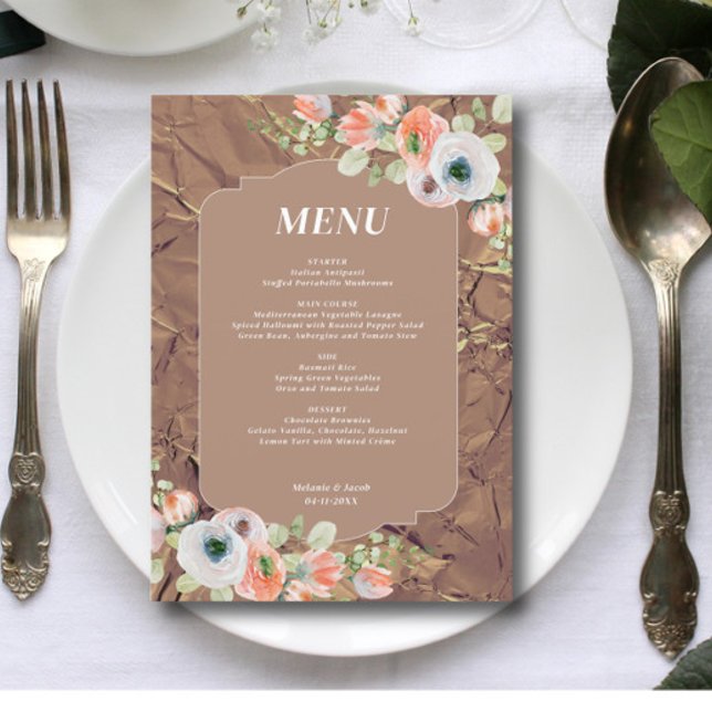 Fall Floral Wedding Menu Menükarte (Von Creator hochgeladen)