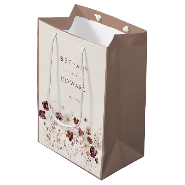 Fall Floral Wedding Mittlere Geschenktüte (Vorderseite Schrägansicht)