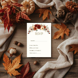 Fall Floral Wedding RSVP Card