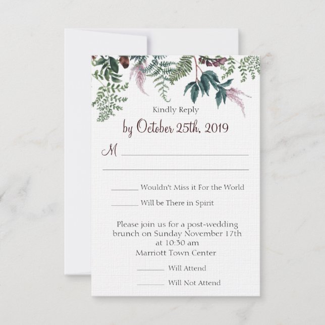 Fall Floral Wedding RSVP Einladung (Vorderseite)
