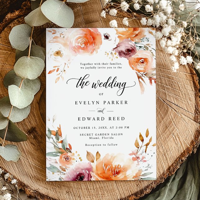 Fall Floral Wedding Rustic Botanical Boho Chic Einladung (Von Creator hochgeladen)