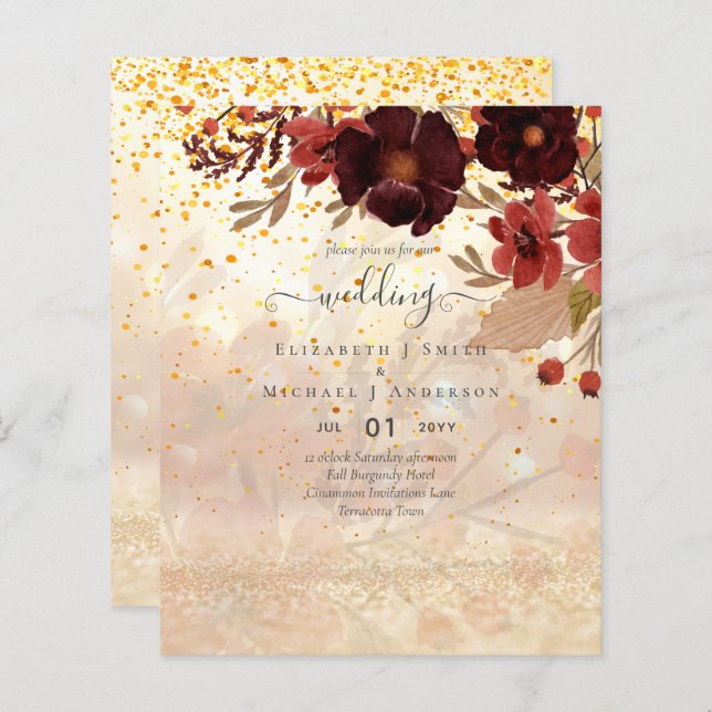 Fall Floral Wedding Terracotta Burgundy Red (Vorne/Hinten)