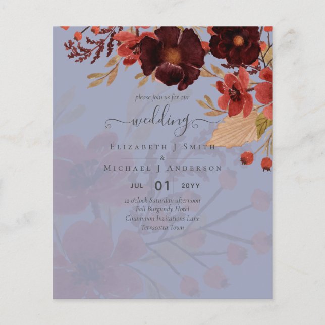 Fall Floral Wedding Terracotta Burgundy Red Flyer (Vorne)