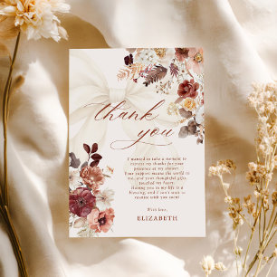 Fall Floral White Bow Brautparty Dankeskarte