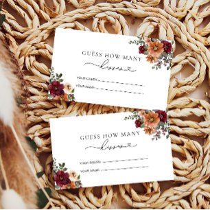 Fall Floral Wie viele Kisses Bridal Game Begleitkarte