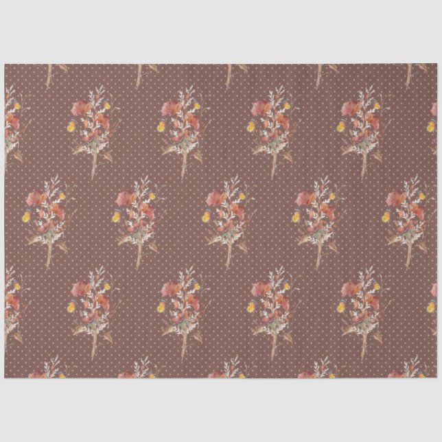 Fall Floral Wildblume Butterfly Brown Decoupage Seidenpapier (Vorderseite)