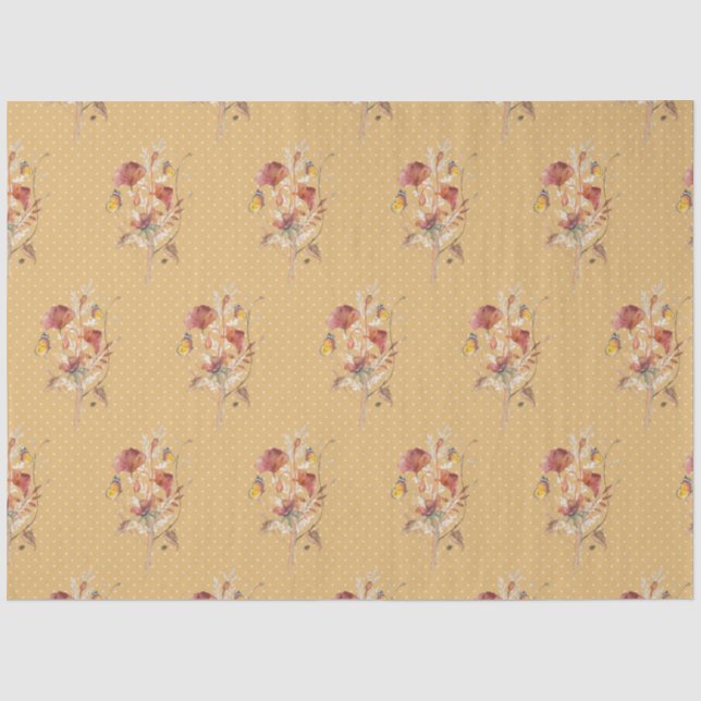Fall Floral Wildblume Butterfly Senf Decoupage Seidenpapier (Vorderseite)