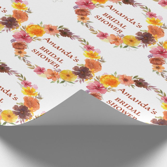 Fall Floral Wreath Brautparty Geschenkpapier (Von Creator hochgeladen)