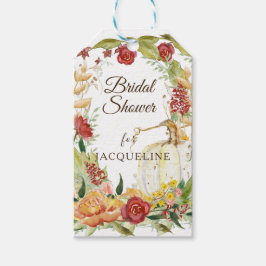Fall Floral Wreath White Pumpkin Brautparty Geschenkanhänger