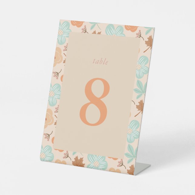 Fall Florale Tischnummer' Sockelschild (Vorderseite)