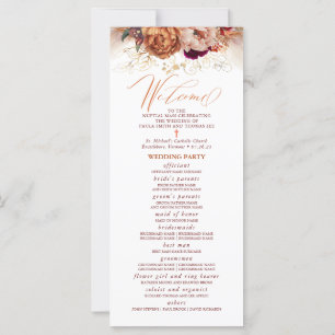 Fall Florals katholische Hochzeit Programm mit Mas