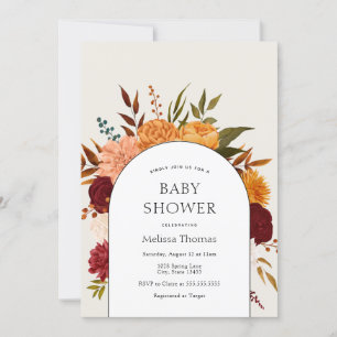 Fall Florals Mums und Marigold Arch Baby Dusche Einladung
