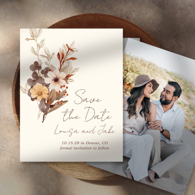 Fall Florals Save the Date Photo Einladung (Von Creator hochgeladen)