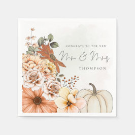 Fall Florals Watercolor Glückwunsch Mr. Wedding Serviette