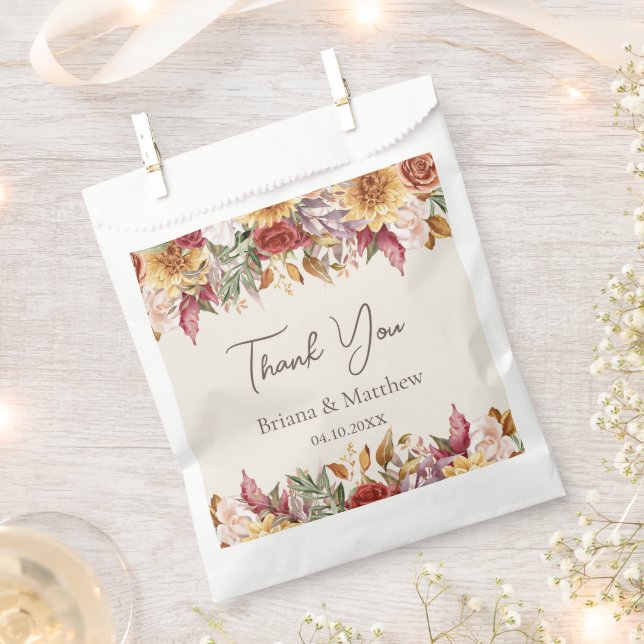 Fall Foliage Blume Elfenbeinhochzeit Geschenktütchen (Ausgeschnitten)