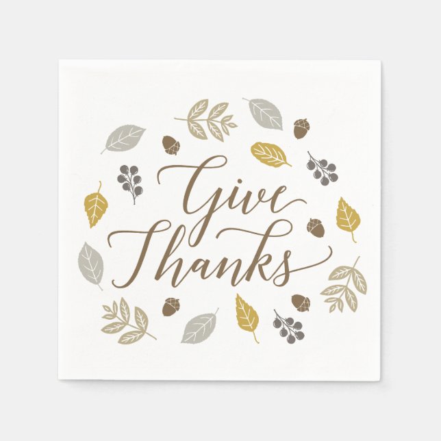 Fall Foliage Danke Erntedank Napkins Serviette (Vorderseite)