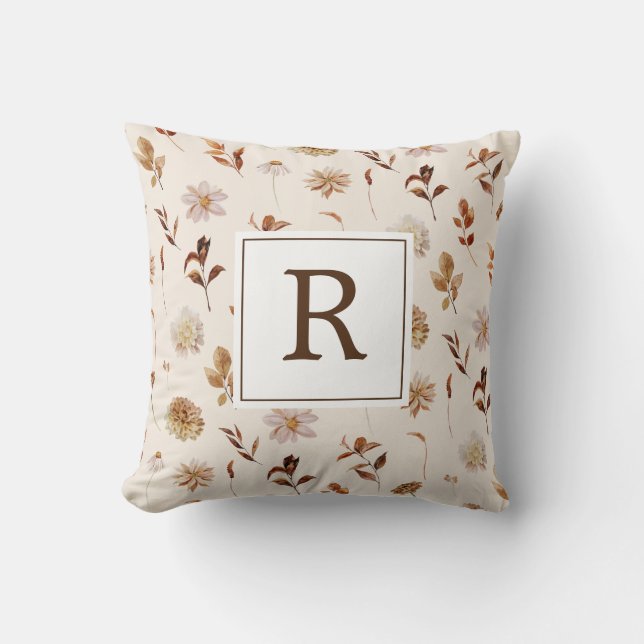 Fall-Foliage-Dekoration-Monogramm Kissen (Vorderseite)