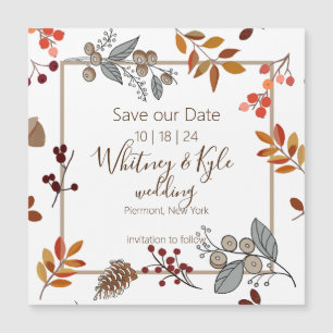 Fall Foliage Hochzeit speichern Sie das Datum der Magnetkarte