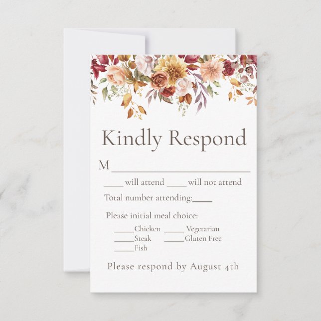 Fall-Foliage-Hochzeitungs-RSVP-Karte RSVP Karte (Vorderseite)