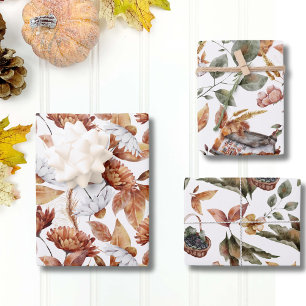 Fall Foliage Rustikale Botanische Muster Geschenkpapier Set