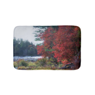 Fall Foliage Teich Malerei Natur Kunst Badematte