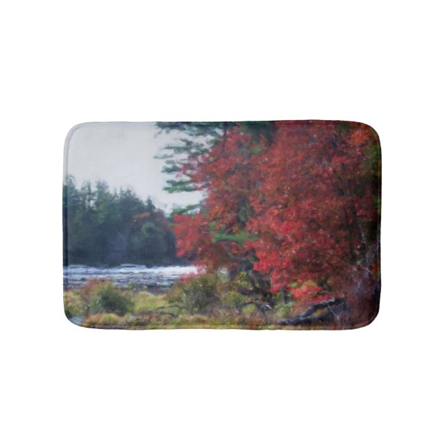 Fall Foliage Teich Malerei Natur Kunst Badematte (Vorderseite)