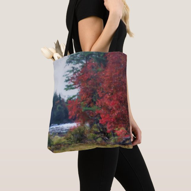 Fall Foliage Teich Malerei Natur Kunst Tasche (Von Nahem)
