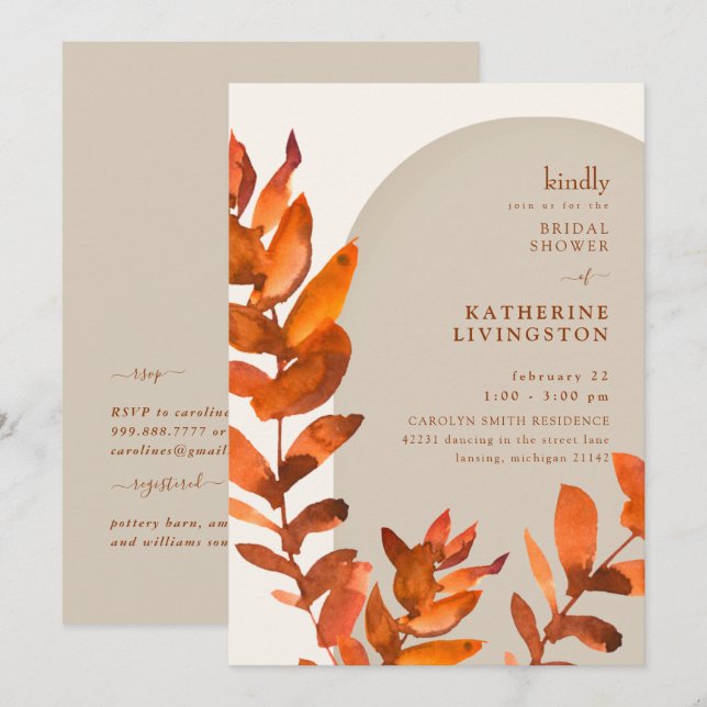 Fall Foliage Vibrance Brautparty Einladung (Vorne/Hinten)